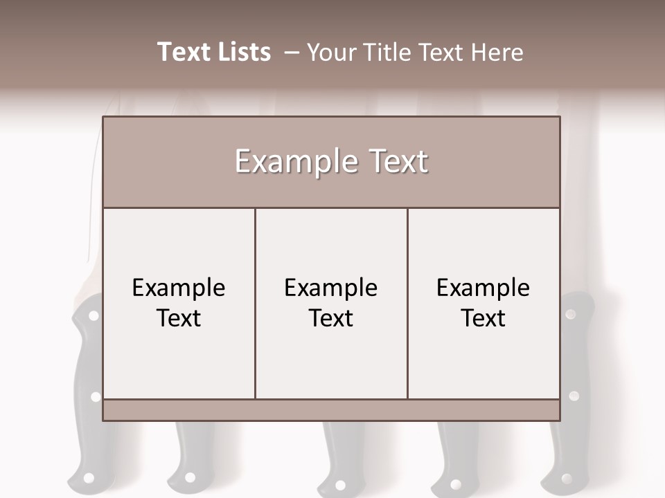 A Set Of Professional Chef's Knives On A White Background PowerPoint Template