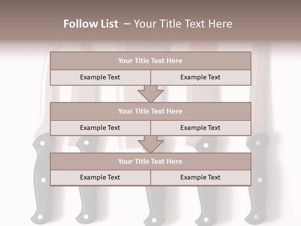A Set Of Professional Chef's Knives On A White Background PowerPoint Template