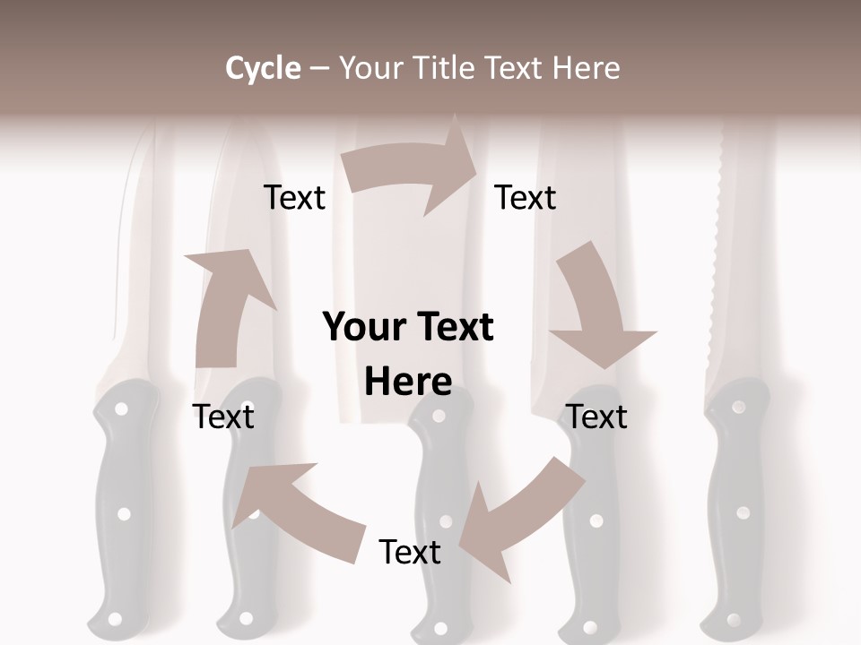 A Set Of Professional Chef's Knives On A White Background PowerPoint Template