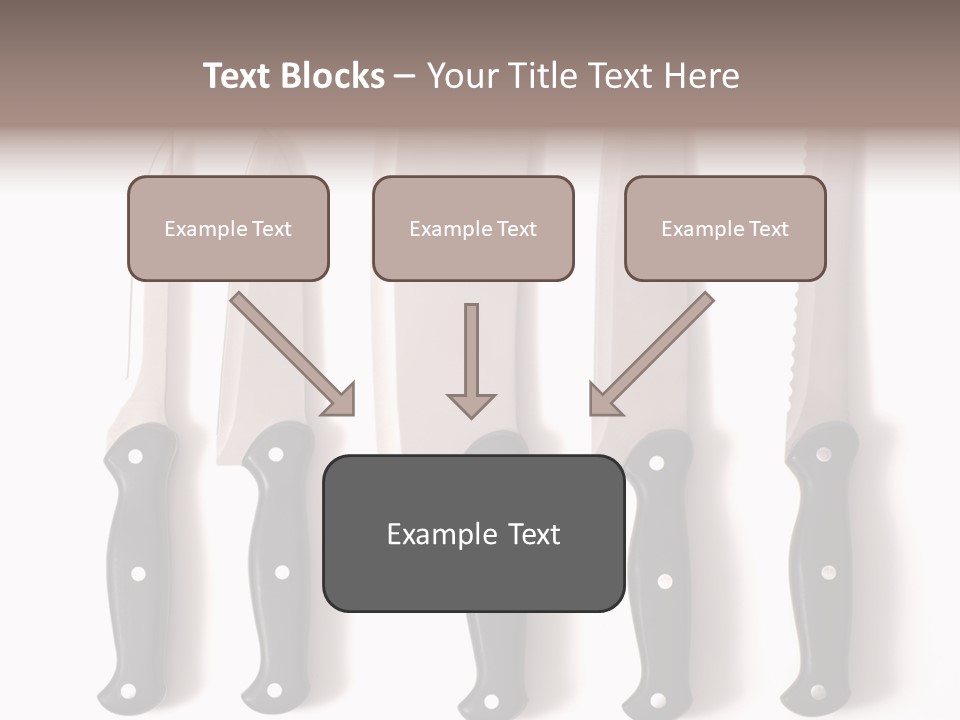A Set Of Professional Chef's Knives On A White Background PowerPoint Template