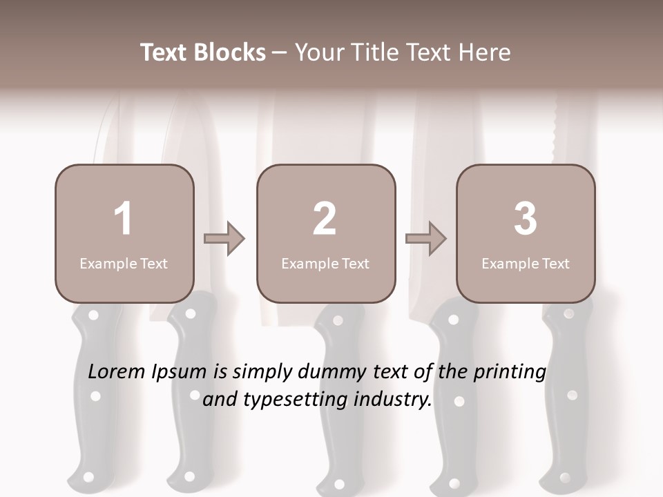 A Set Of Professional Chef's Knives On A White Background PowerPoint Template