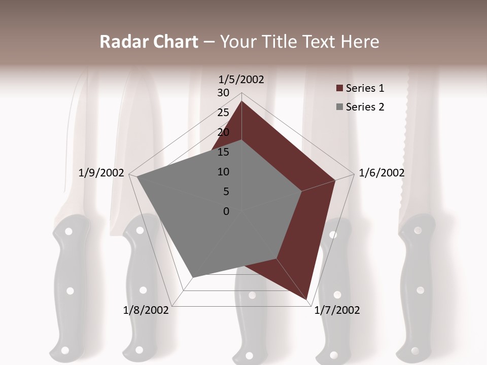 A Set Of Professional Chef's Knives On A White Background PowerPoint Template