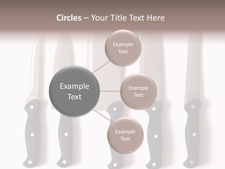 A Set Of Professional Chef's Knives On A White Background PowerPoint Template