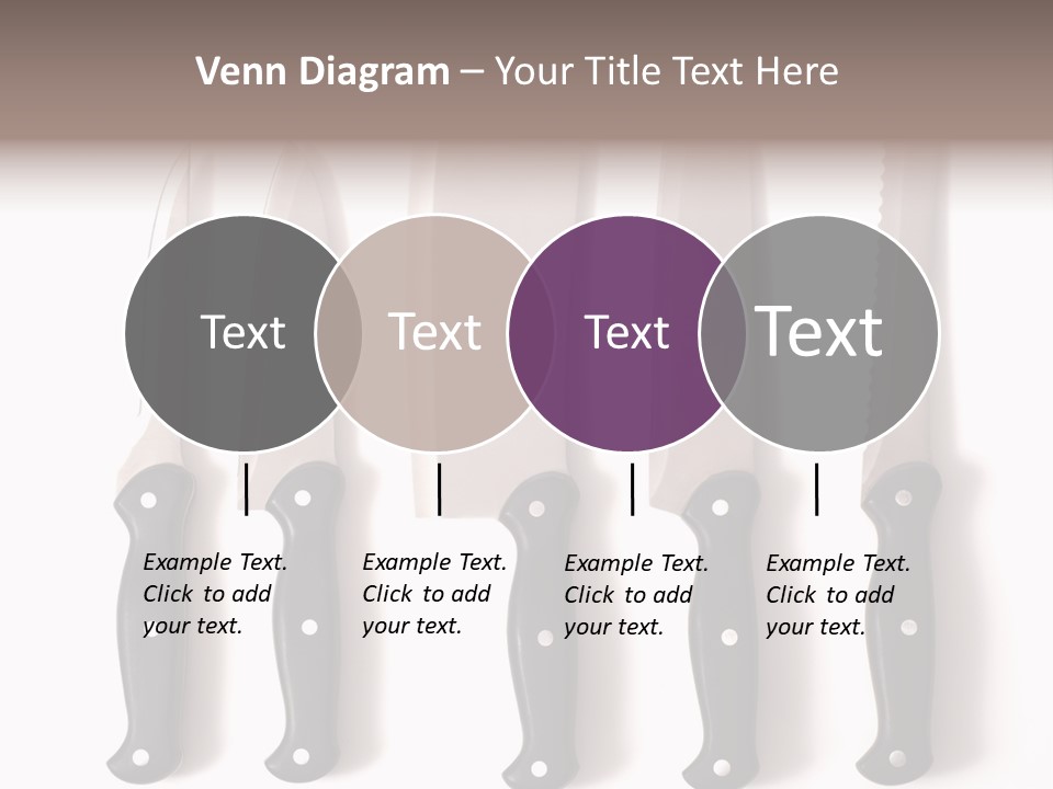 A Set Of Professional Chef's Knives On A White Background PowerPoint Template