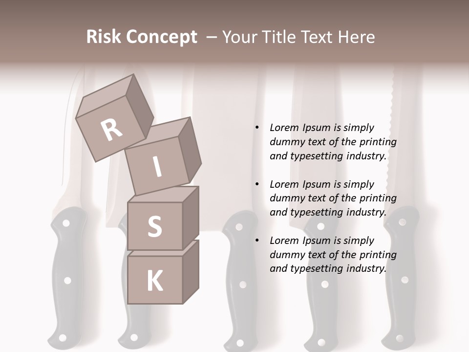 A Set Of Professional Chef's Knives On A White Background PowerPoint Template