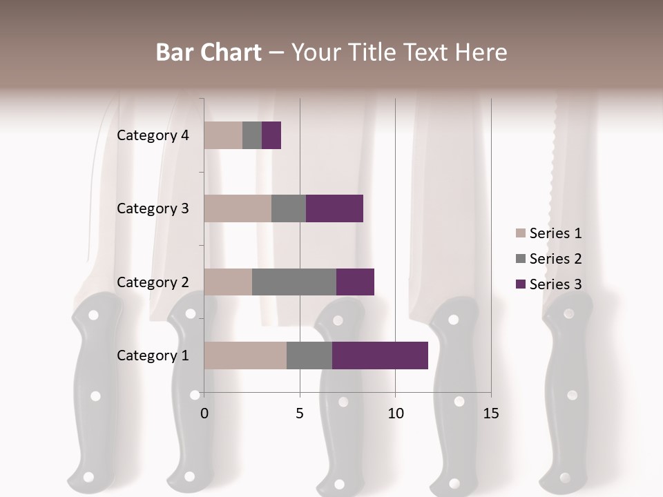 A Set Of Professional Chef's Knives On A White Background PowerPoint Template