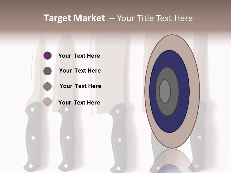 A Set Of Professional Chef's Knives On A White Background PowerPoint Template