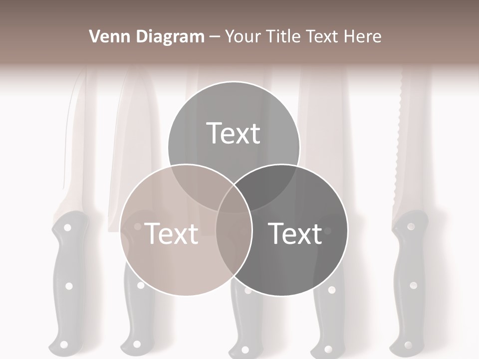 A Set Of Professional Chef's Knives On A White Background PowerPoint Template
