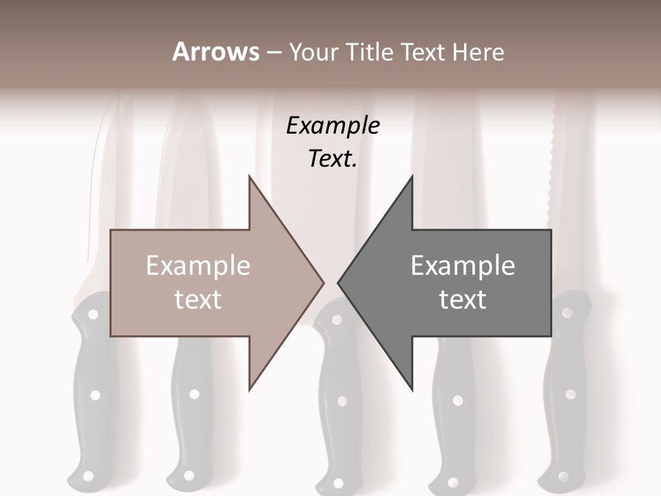 A Set Of Professional Chef's Knives On A White Background PowerPoint Template