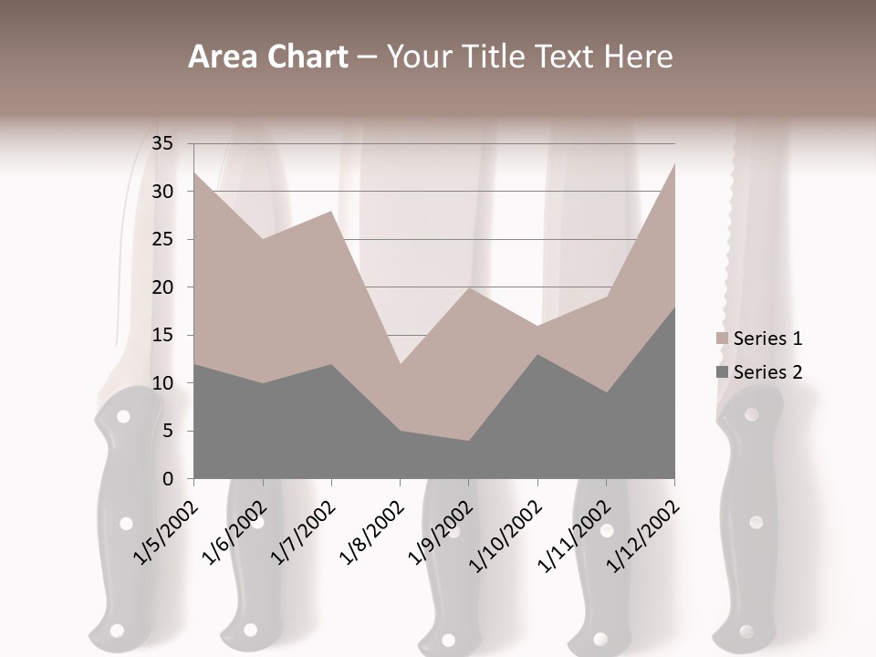 A Set Of Professional Chef's Knives On A White Background PowerPoint Template