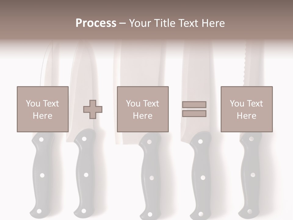 A Set Of Professional Chef's Knives On A White Background PowerPoint Template