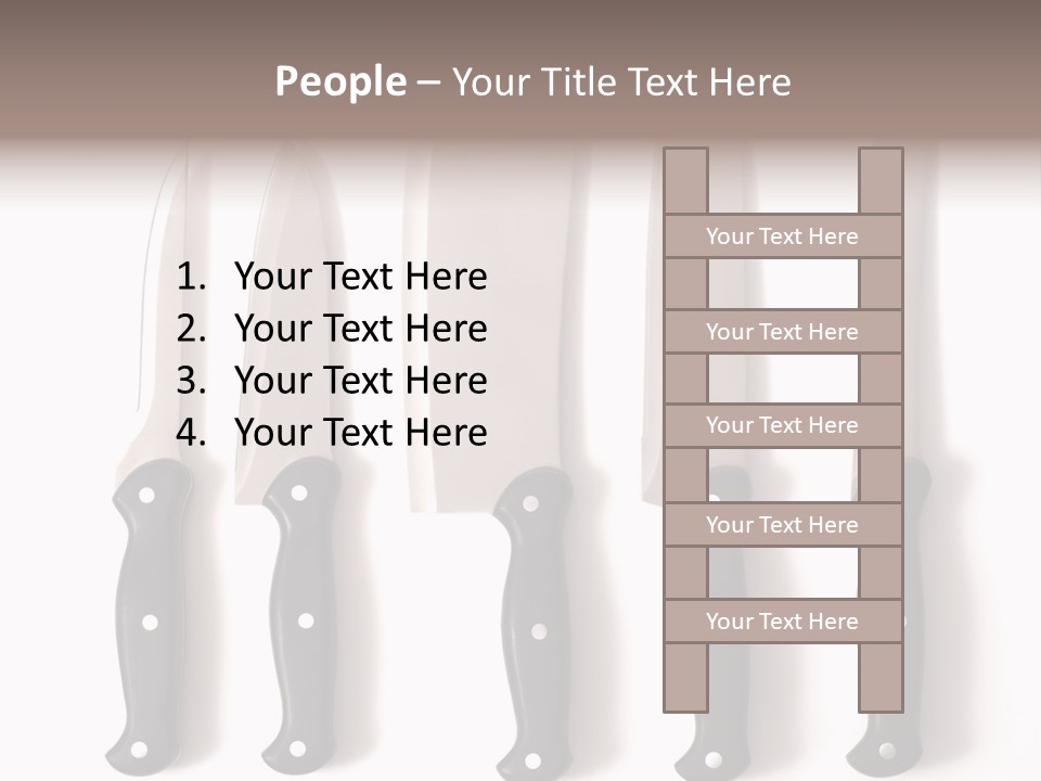 A Set Of Professional Chef's Knives On A White Background PowerPoint Template