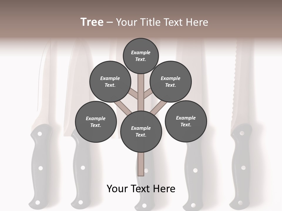 A Set Of Professional Chef's Knives On A White Background PowerPoint Template