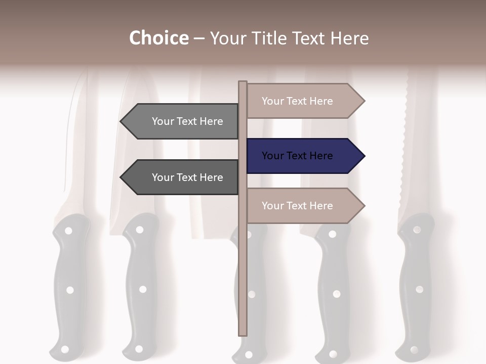 A Set Of Professional Chef's Knives On A White Background PowerPoint Template