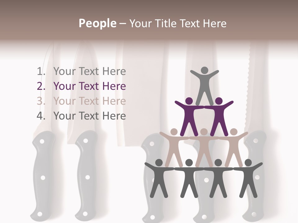 A Set Of Professional Chef's Knives On A White Background PowerPoint Template