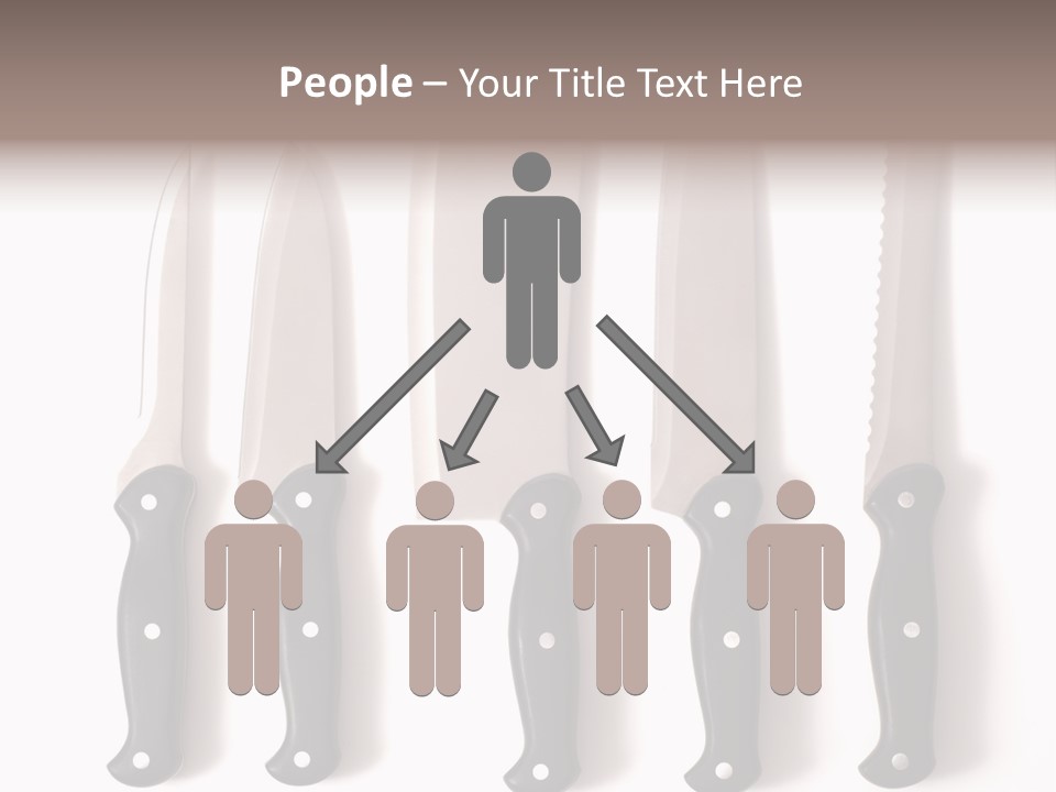 A Set Of Professional Chef's Knives On A White Background PowerPoint Template