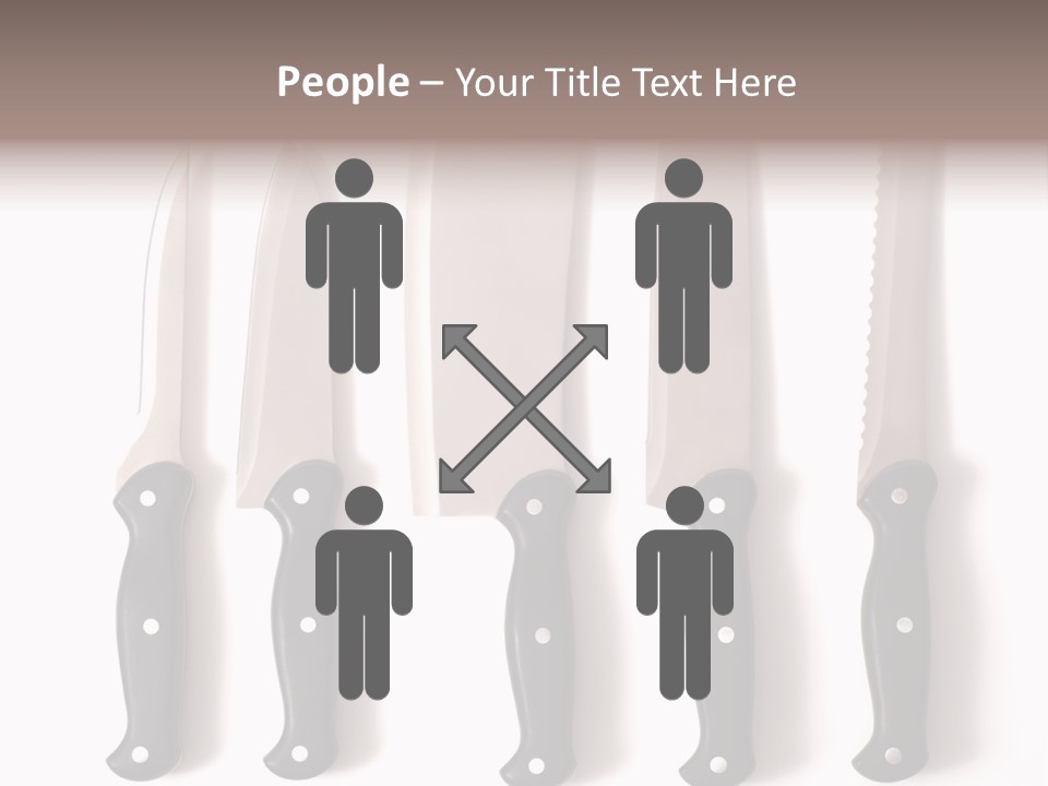 A Set Of Professional Chef's Knives On A White Background PowerPoint Template