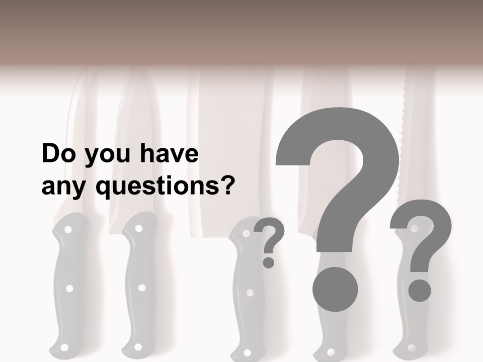 A Set Of Professional Chef's Knives On A White Background PowerPoint Template