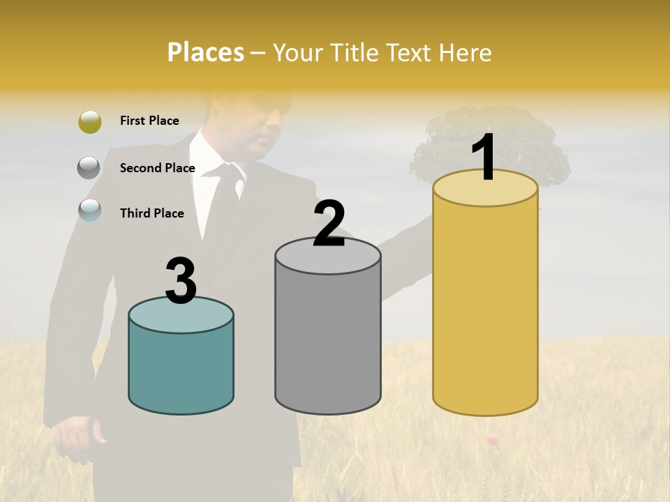 Businessman Holding A Tree In The Hand - Environment Concept - Focus On The Tree PowerPoint Template
