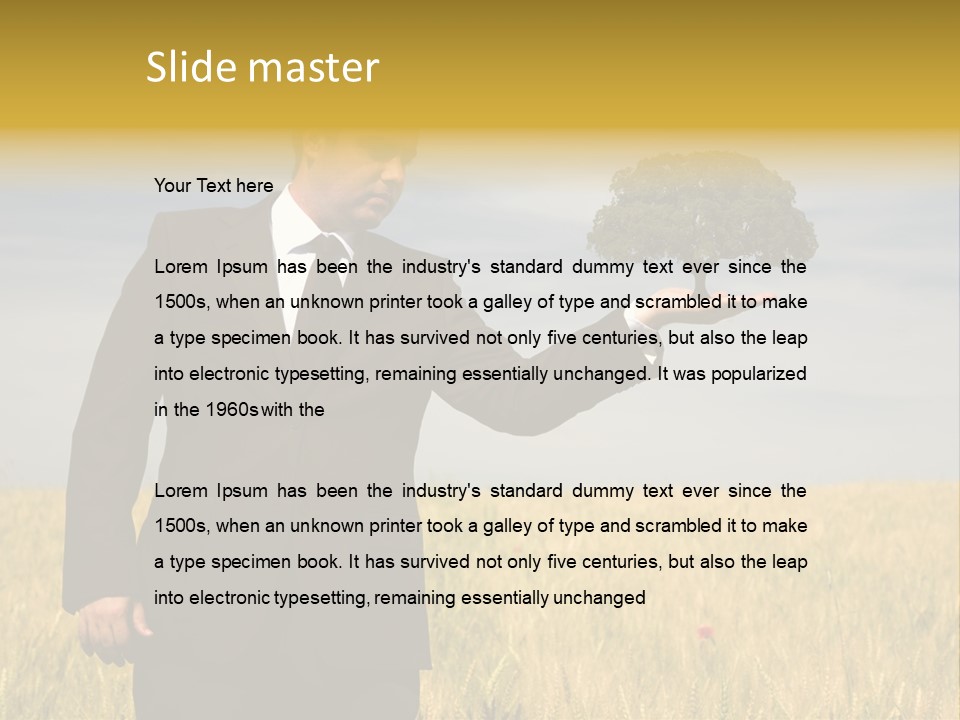 Businessman Holding A Tree In The Hand - Environment Concept - Focus On The Tree PowerPoint Template