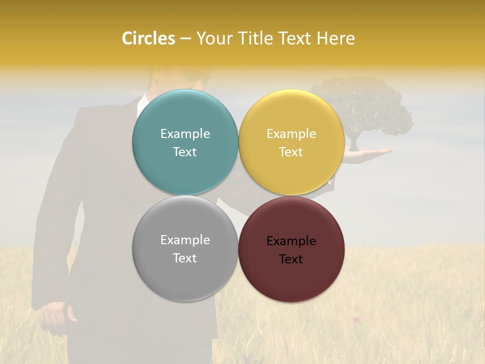 Businessman Holding A Tree In The Hand - Environment Concept - Focus On The Tree PowerPoint Template