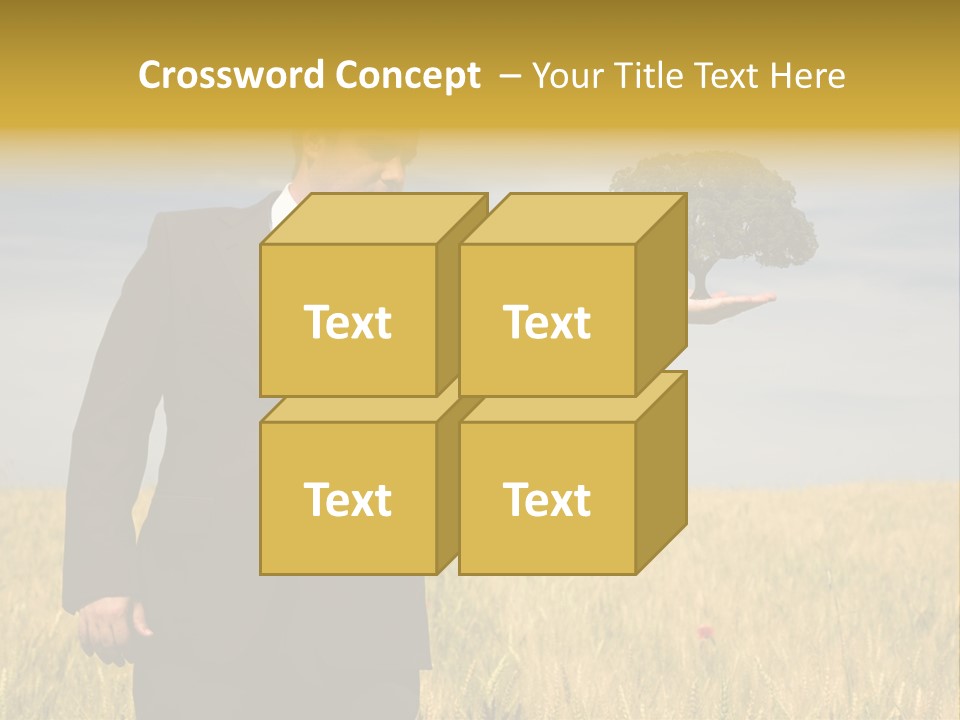 Businessman Holding A Tree In The Hand - Environment Concept - Focus On The Tree PowerPoint Template