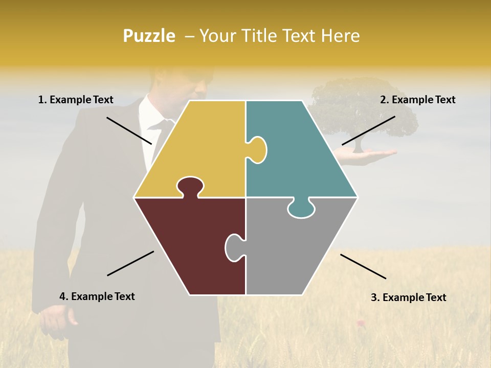 Businessman Holding A Tree In The Hand - Environment Concept - Focus On The Tree PowerPoint Template