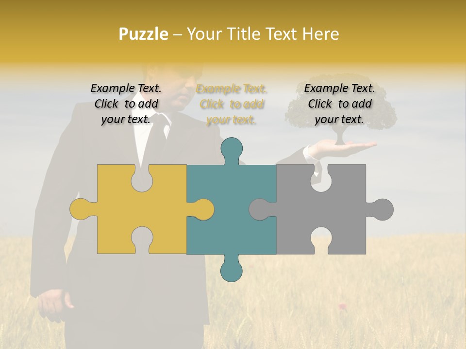 Businessman Holding A Tree In The Hand - Environment Concept - Focus On The Tree PowerPoint Template