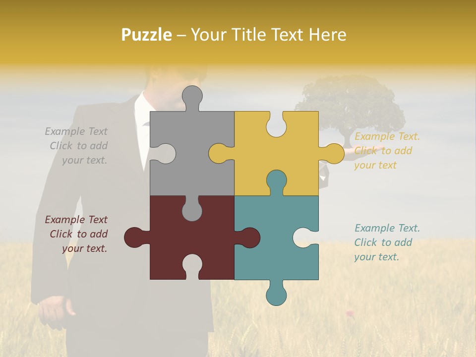 Businessman Holding A Tree In The Hand - Environment Concept - Focus On The Tree PowerPoint Template