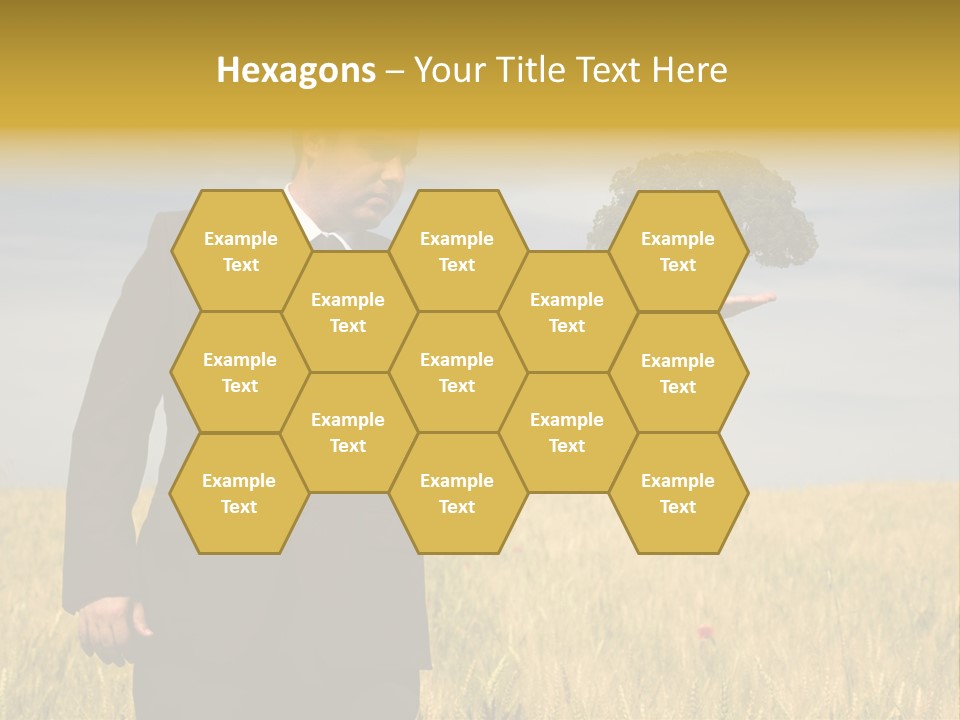 Businessman Holding A Tree In The Hand - Environment Concept - Focus On The Tree PowerPoint Template