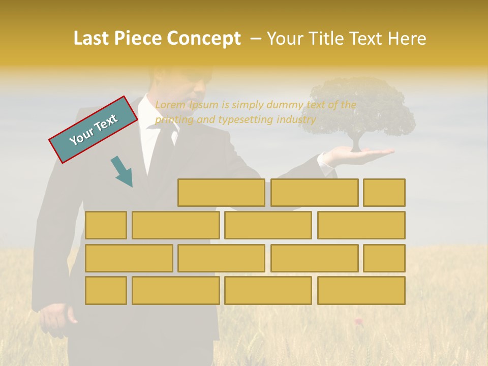 Businessman Holding A Tree In The Hand - Environment Concept - Focus On The Tree PowerPoint Template
