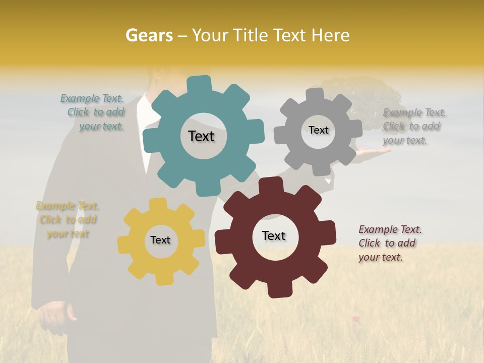 Businessman Holding A Tree In The Hand - Environment Concept - Focus On The Tree PowerPoint Template