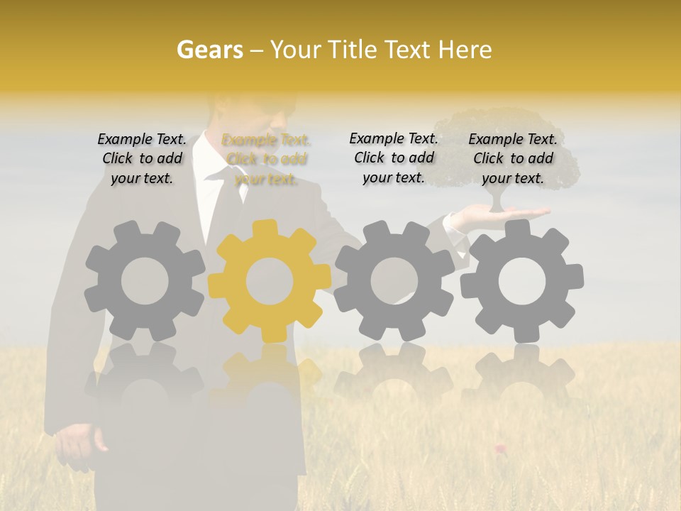 Businessman Holding A Tree In The Hand - Environment Concept - Focus On The Tree PowerPoint Template