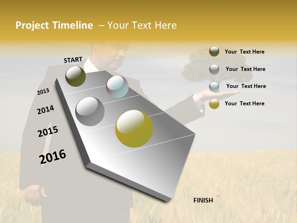 Businessman Holding A Tree In The Hand - Environment Concept - Focus On The Tree PowerPoint Template
