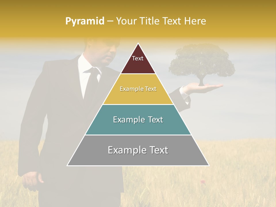 Businessman Holding A Tree In The Hand - Environment Concept - Focus On The Tree PowerPoint Template