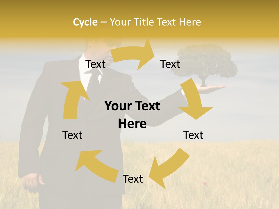 Businessman Holding A Tree In The Hand - Environment Concept - Focus On The Tree PowerPoint Template