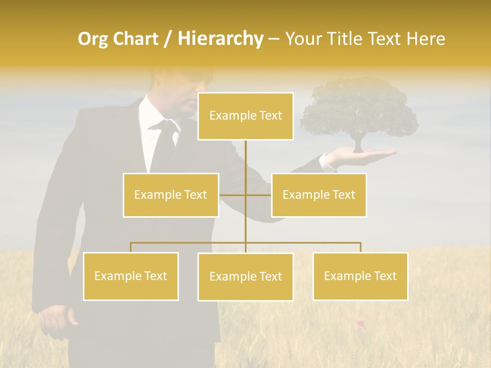 Businessman Holding A Tree In The Hand - Environment Concept - Focus On The Tree PowerPoint Template
