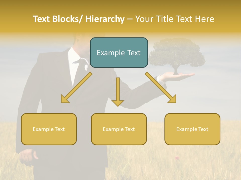 Businessman Holding A Tree In The Hand - Environment Concept - Focus On The Tree PowerPoint Template