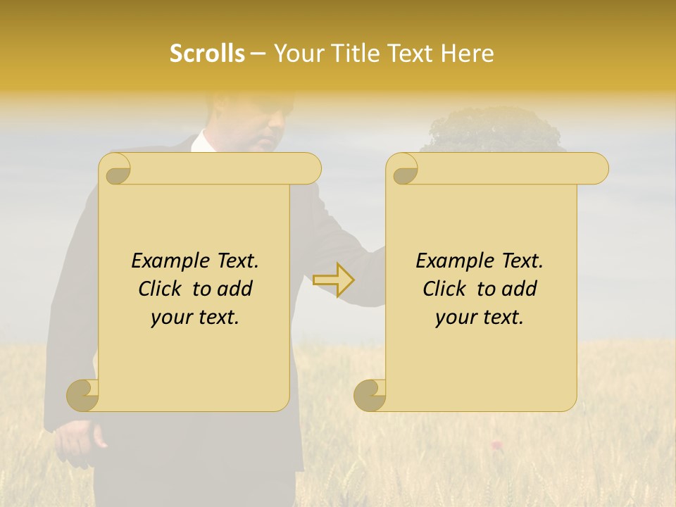 Businessman Holding A Tree In The Hand - Environment Concept - Focus On The Tree PowerPoint Template