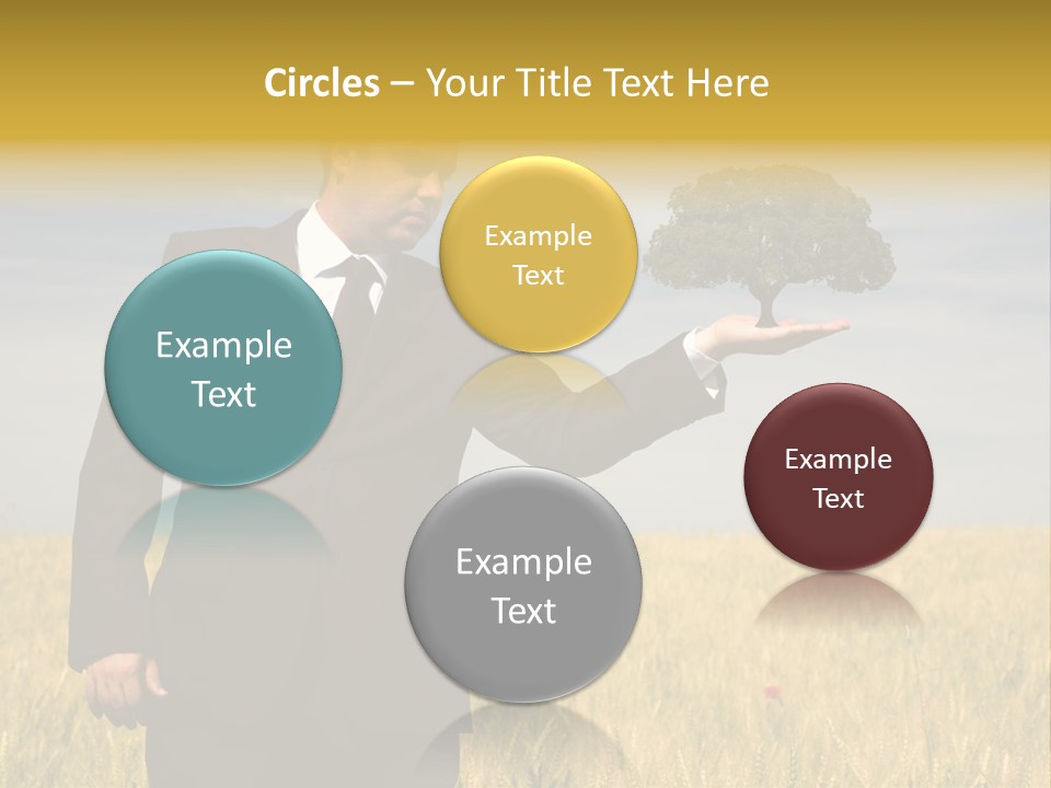 Businessman Holding A Tree In The Hand - Environment Concept - Focus On The Tree PowerPoint Template