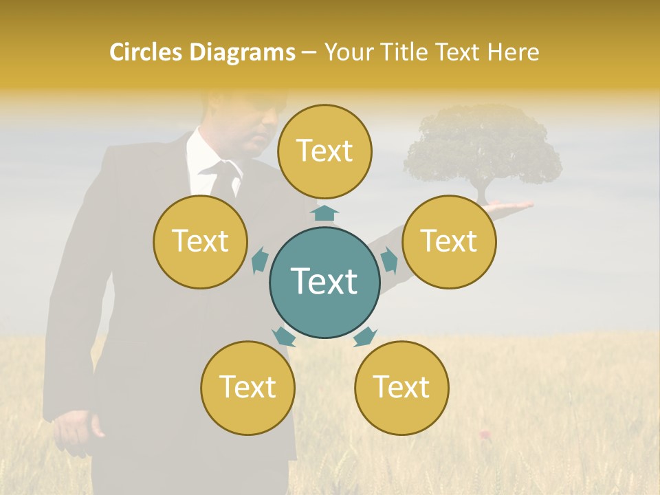 Businessman Holding A Tree In The Hand - Environment Concept - Focus On The Tree PowerPoint Template