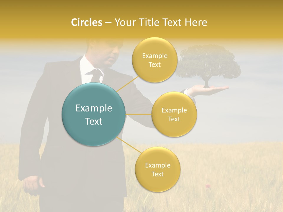 Businessman Holding A Tree In The Hand - Environment Concept - Focus On The Tree PowerPoint Template