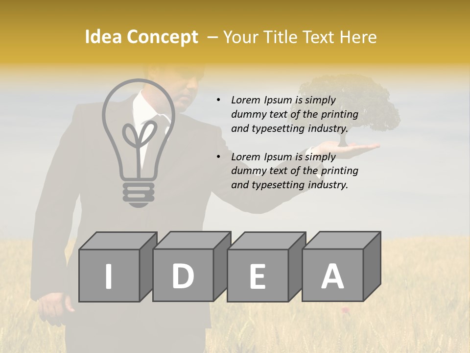 Businessman Holding A Tree In The Hand - Environment Concept - Focus On The Tree PowerPoint Template