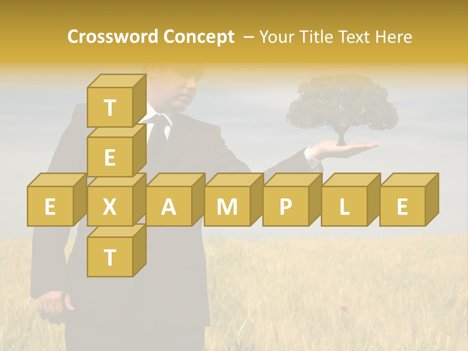 Businessman Holding A Tree In The Hand - Environment Concept - Focus On The Tree PowerPoint Template