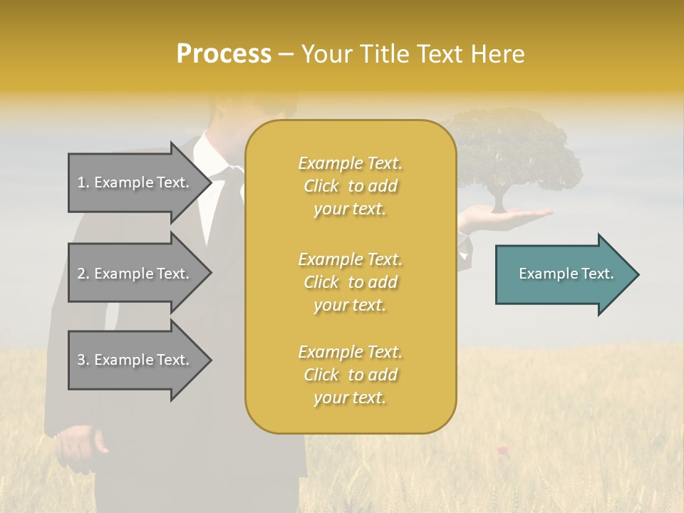 Businessman Holding A Tree In The Hand - Environment Concept - Focus On The Tree PowerPoint Template