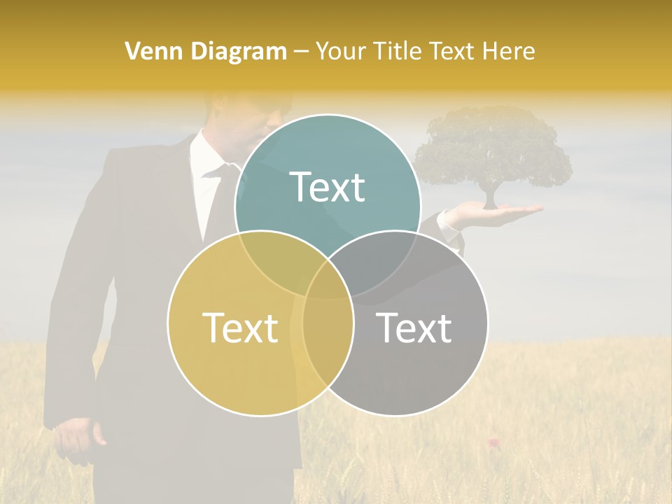 Businessman Holding A Tree In The Hand - Environment Concept - Focus On The Tree PowerPoint Template