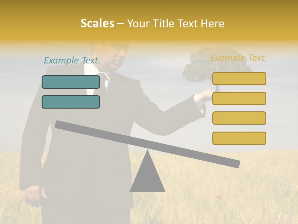 Businessman Holding A Tree In The Hand - Environment Concept - Focus On The Tree PowerPoint Template