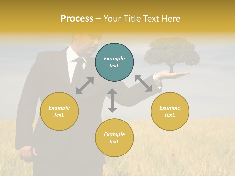 Businessman Holding A Tree In The Hand - Environment Concept - Focus On The Tree PowerPoint Template
