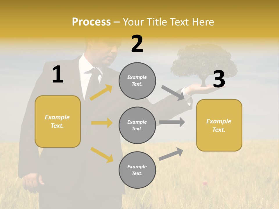 Businessman Holding A Tree In The Hand - Environment Concept - Focus On The Tree PowerPoint Template