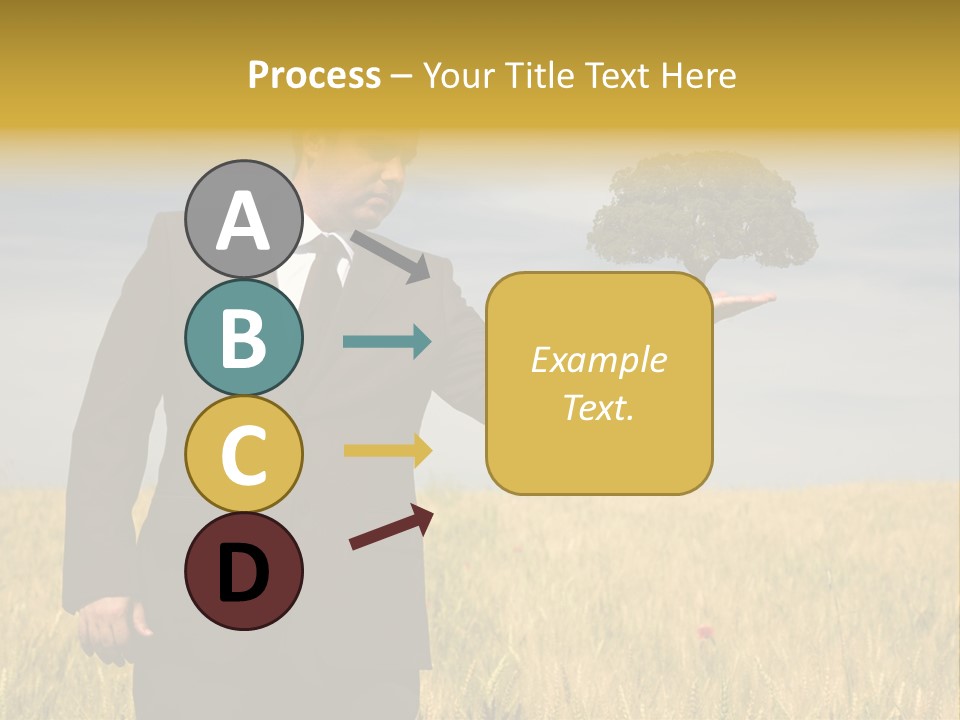 Businessman Holding A Tree In The Hand - Environment Concept - Focus On The Tree PowerPoint Template